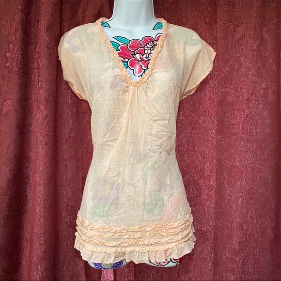 J Crew Blush Peach Embroidered Blouse - Picture 1 of 3